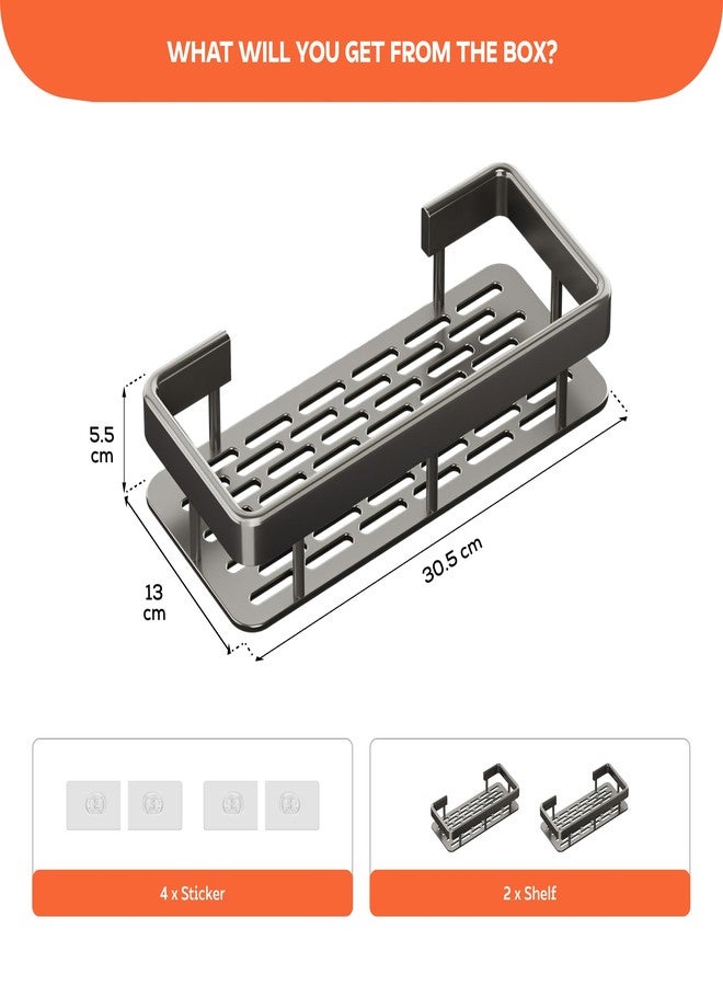 MIORAH Self Adhesive Bathroom Shelf ABS | Wall Mounted Storage Organizer | Space Saving Washroom Shelves for Bathroom Storage (Pack of 2) - Image 2